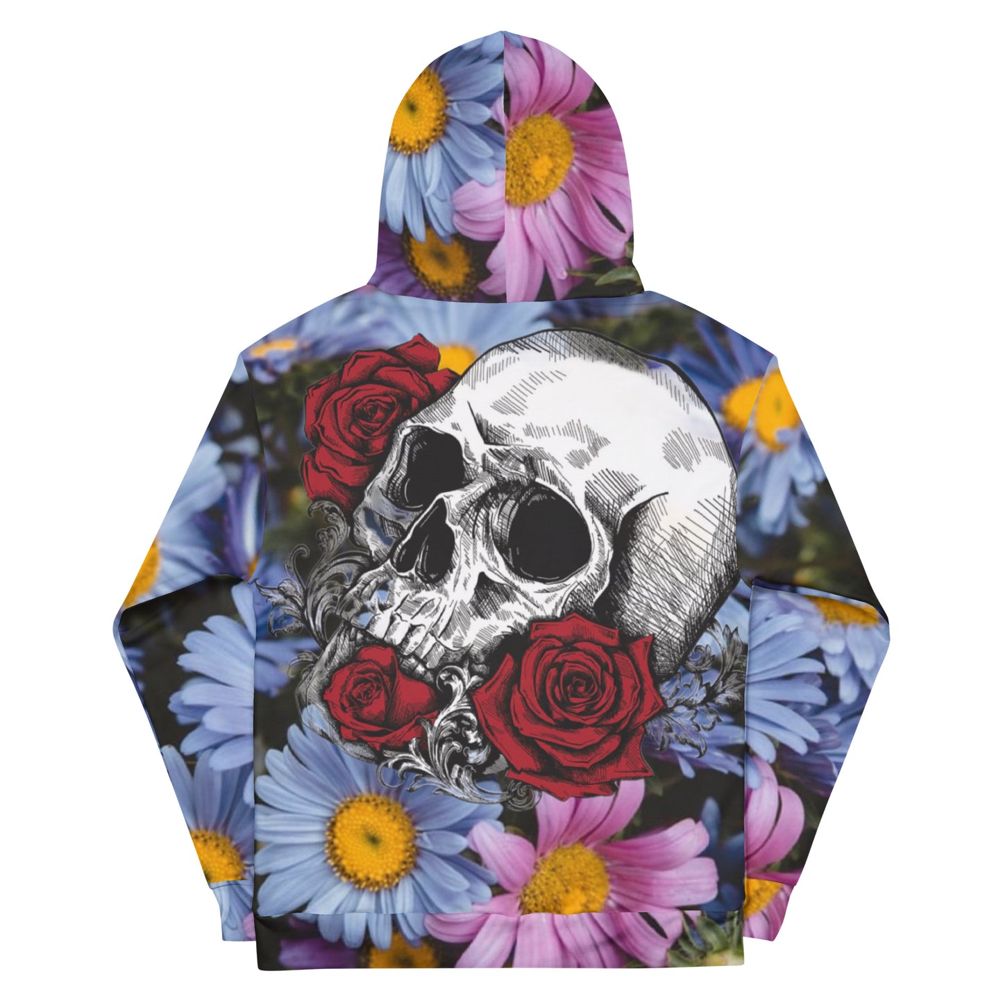 Hoodie - SKULL ROSES & DAISIES