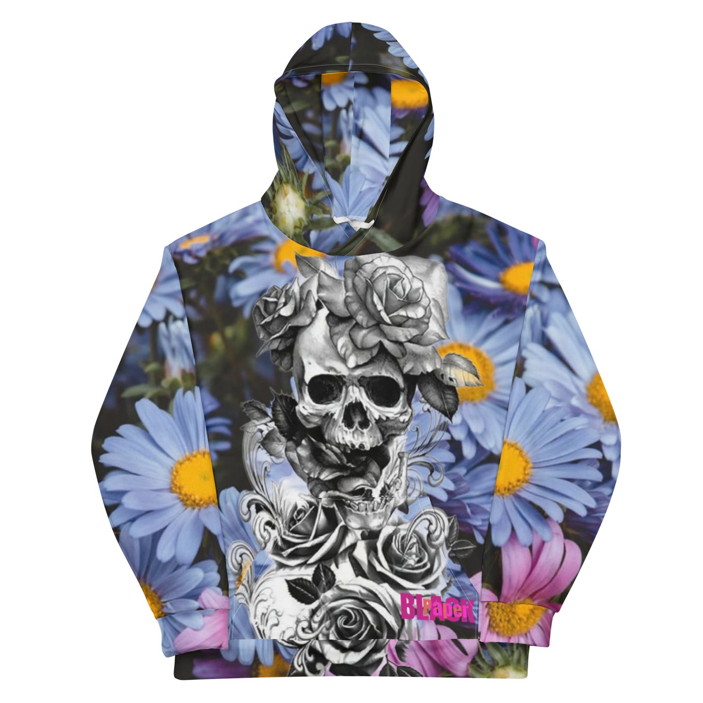 Hoodie - SKULL ROSES & DAISIES