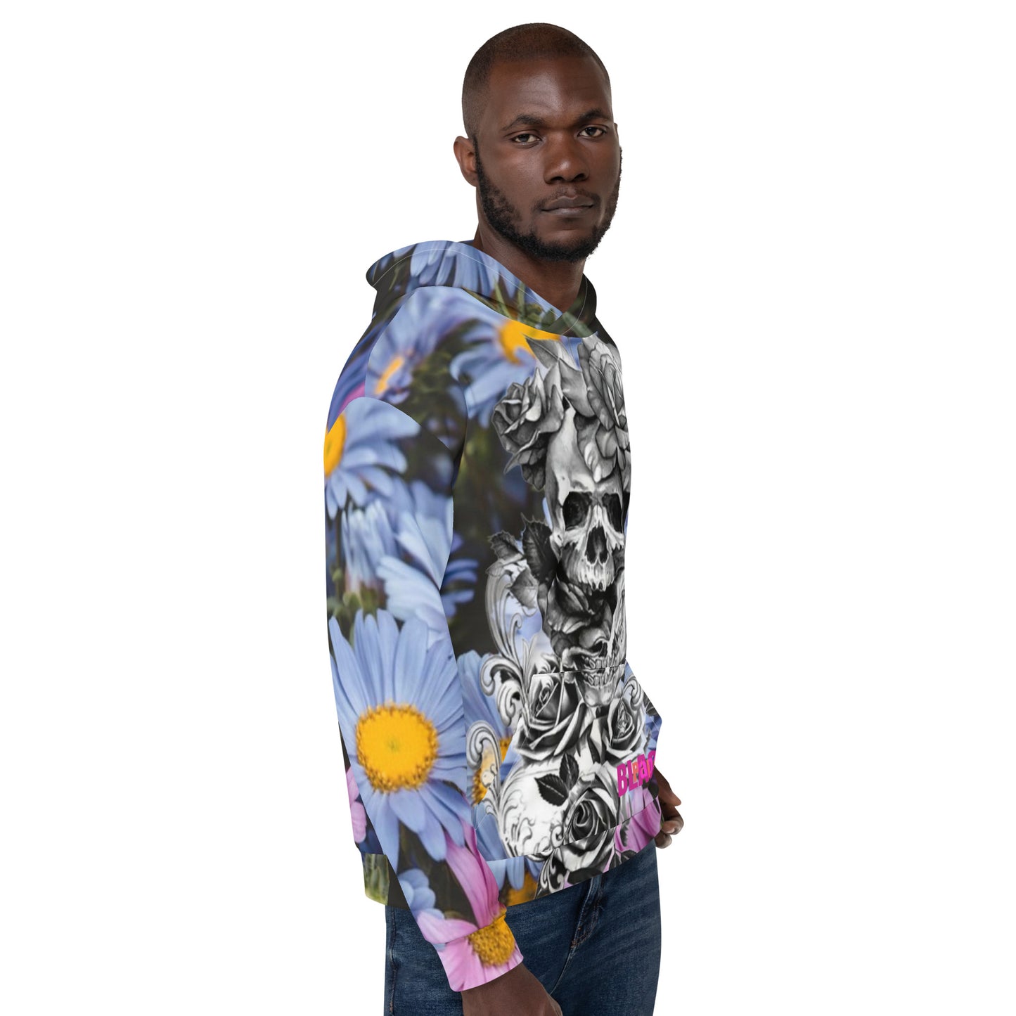 Hoodie - SKULL ROSES & DAISIES