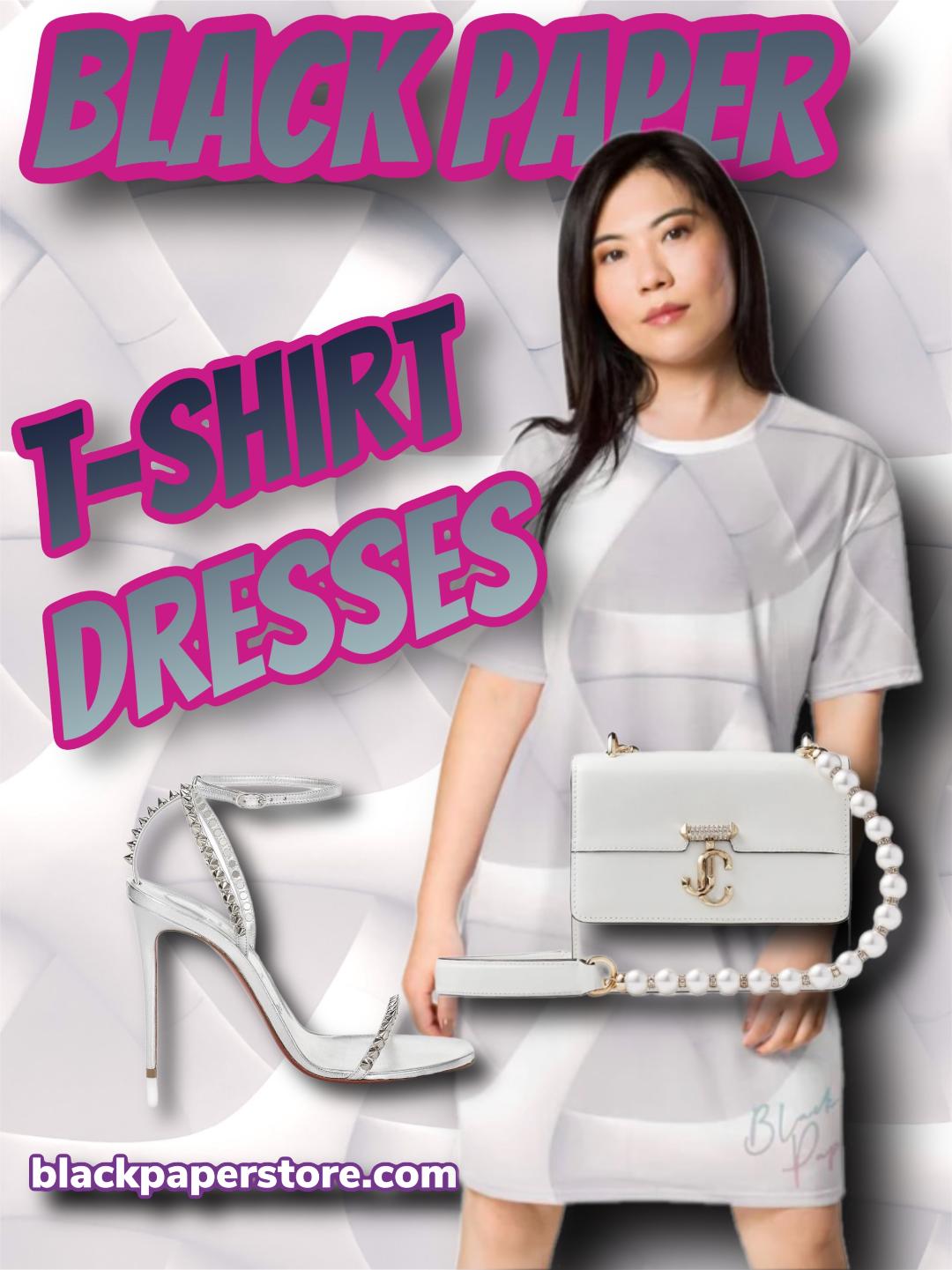 Black Paper - T-Shirt Dress "White on White"