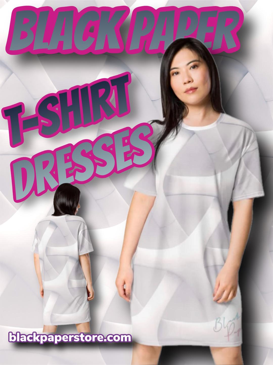 Black Paper - T-Shirt Dress "White on White"