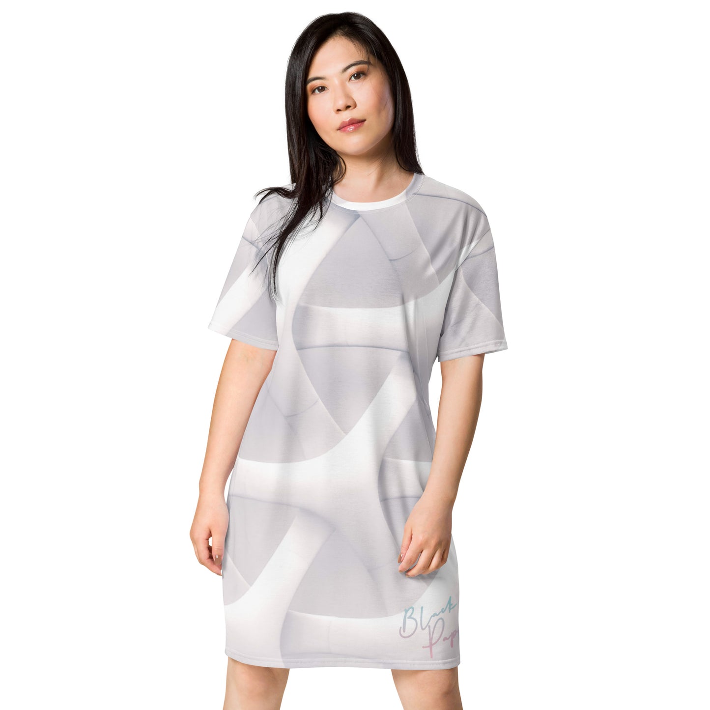 Black Paper - T-Shirt Dress "White on White"