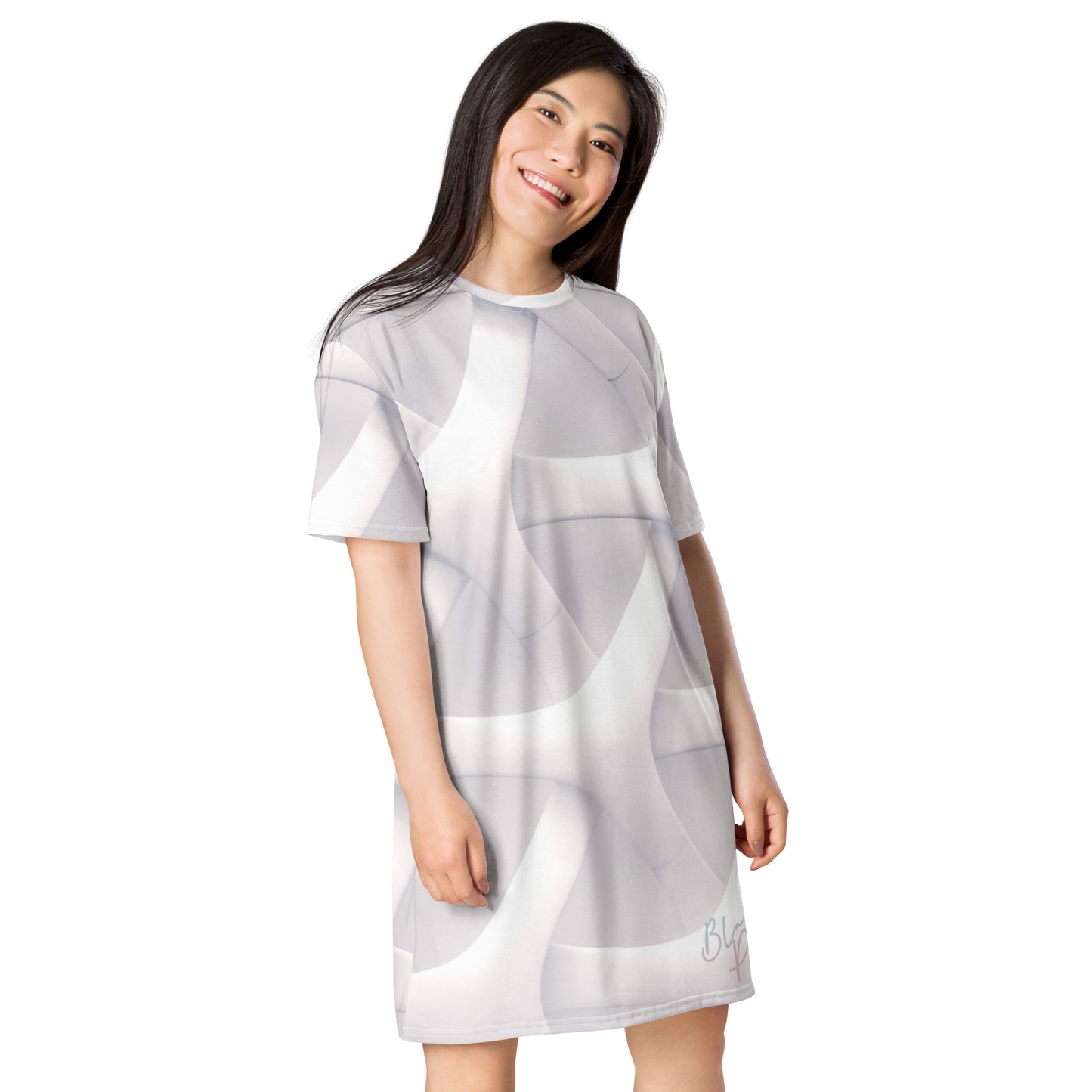 Black Paper - T-Shirt Dress "White on White"