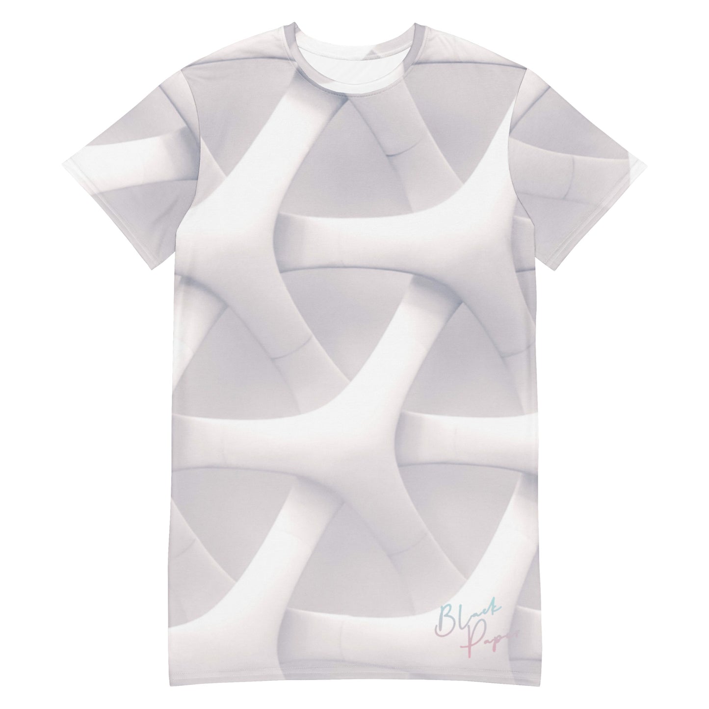 Black Paper - T-Shirt Dress "White on White"